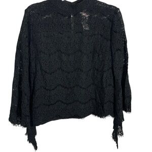 New York & Company Black Lace Bell Sleeve Blouse Size Small